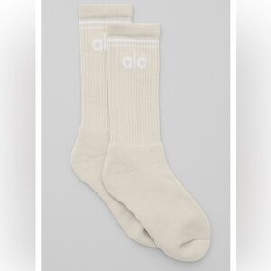 NWT Alo yoga unisex Throwback Sock - Bone White size L